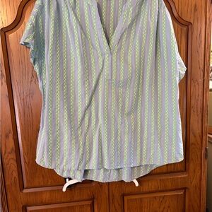 crown & ivy Green and Blue Striped Blouse